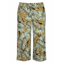 Calça Pau a Pique Pantacourt Estampada Mostarda