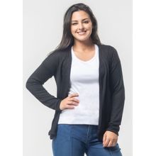 Cardigan Pau a Pique Básico Preto