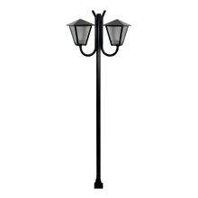 Poste Braço Curvo Luminária Romana Dupla Jardim Preto 200cm