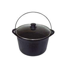 Panela Ferro Fundido Caldeirão Antigo Tampa Vidro 24cm 4L