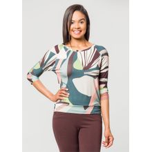 Blusa 3/4 Pau a Pique Estampada Marrom