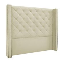 Cabeceira Decorativa King Size 2,19M Loewe Veludo Bege - Gran Belo