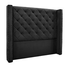 Cabeceira Decorativa Casal 1,64M Loewe Veludo Preto - Gran Belo