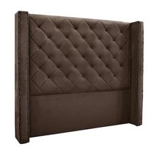 Cabeceira Decorativa Casal 1,64M Loewe Veludo Marrom - Gran Belo