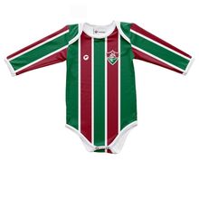 Body Bebê Fluminense Listrado Longo Proteção UV Oficial
