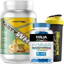 Adaptogen Tasty Whey 3w 900g + Multivitaminico + Brinde - Banana