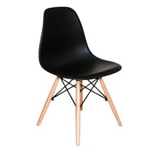 Cadeira Charles Eames Wood DSW Preta -  Base Madeira