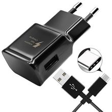 Carregador Fast Charge Samsung Galaxy S8 S9 Note 8 Type C Preto