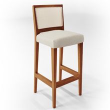 Banqueta Alta Para Cozinha Encosto em Tela Branco Zion L02 Linho Champagne - Lyam Decor