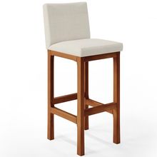 Banqueta Alta Para Cozinha Sala De Jantar Fixa Alya L02 Linho Champagne - Lyam Decor