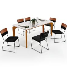 Mesa Capri 160 Off White Com 6 Cadeiras Allana B05 Faixa Couríssimo Camel Linho Chumbo - Lyam Decor