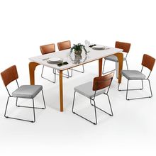 Mesa Capri 160cm Off White Com 6 Cadeiras Allana B05 Couríssimo Camel Linho Cinza - Lyam Decor