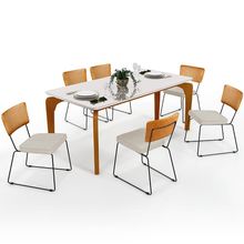 Mesa Capri 160cm Off White Com 6 Cadeiras Allana B05 Couríssimo Whisky Linho Champagne - Lyam Decor