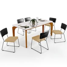 Mesa Capri 160cm Off White E 6 Cadeiras Allana B05 Couríssimo Preto Linho Bege Escuro - Lyam Decor
