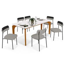 Mesa De Jantar Capri 160cm Off White 6 Cadeiras Melina B05 Linho Cinza Couríssimo Preto - Lyam Decor