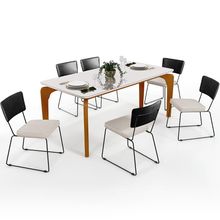 Mesa De Jantar Capri 160cm Off White E 6 Cadeira Allana B05 Couríssimo Preto Linho Cru - Lyam Decor