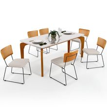 Mesa De Jantar Capri 160cm Off White E 6 Cadeira Allana B05 Couríssimo Whisky Linho Cru - Lyam Decor