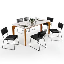 Mesa De Jantar Capri 160cm Off White Nature Com 6 Cadeiras Allana B05 Couríssimo Preto - Lyam Decor