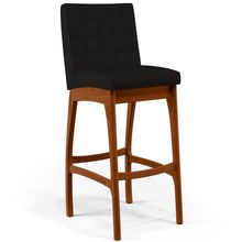 Banqueta Alta Para Cozinha Sala de Jantar Fixa Mila B04 Suede Preto - Lyam Decor