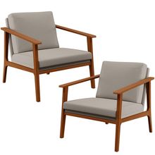 Kit 02 Poltronas Decorativas Para Sala de Estar Petra B04 Linho Bege - Lyam Decor