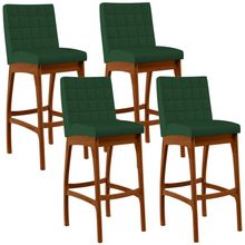Kit 04 Banquetas Altas Para Cozinha Sala de Jantar Fixa Mila B04 Suede Verde Musgo - Lyam Decor