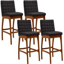 Kit 04 Banquetas Altas Para Cozinha Sala de Jantar Fixa Mila B04 Linho Chumbo - Lyam Decor