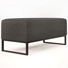 Puff Decorativo Para Sala de Estar Cléo W01 Base de Ferro 90 cm Linho Cinza Escuro - Lyam Decor