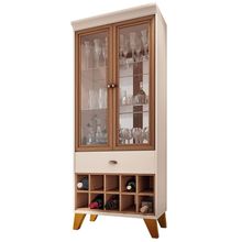 Cristaleira com Nicho Adega 02 Portas Luma B01 Off White Nature - Lyam Decor