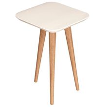Mesa Lateral Decorativa Quartzo B01 Off White Pés Palito - Lyam Decor