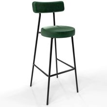 Banqueta Alta Cozinha Sala Jantar Estrutura Em Aço Milão F01 Couríssimo Verde Musgo - Lyam Decor
