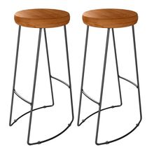 Kit 02 Banquetas Altas Industrial Para Cozinha Sala de Jantar Maia  D01 Peroba Rosa - Lyam Decor