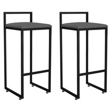 Kit 02 Banquetas Altas Para Cozinha Sala de Jantar Hanna L02 Preto Suede Cinza - Lyam Decor