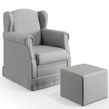 Poltrona De Amamentação Com Balanço E Puff Elisa P02 Facto Cinza Metalizado - Lyam Decor