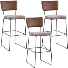 Kit 03 Banqueta Alta Cozinha Sala Jantar Fixa Allana L02 Couríssimo Marrom Linho Bege - Lyam Decor
