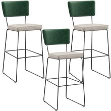Kit 03 Banquetas Altas Cozinha Sala Jantar Fixa Allana L02 Facto Verde Musgo Linho Cru - Lyam Decor