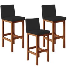 Kit 03 Banquetas Altas Para Cozinha Sala De Jantar Fixa Alya L02 Facto Preto - Lyam Decor
