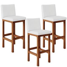 Kit 03 Banquetas Altas Para Cozinha Sala De Jantar Fixa Alya L02 Facto Branco - Lyam Decor
