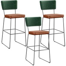 Kit 03 Banquetas Altas Sala Jantar Fixa Allana L02 Facto Verde Musgo Couríssimo Camel - Lyam Decor