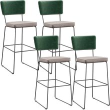 Kit 04 Banquetas Altas Bar Sala De Jantar Fixa Allana L02 Facto Verde Musgo Linho Bege - Lyam Decor