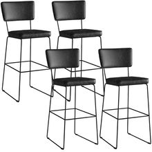 Kit 04 Banquetas Altas Cozinha Sala Jantar Base Em Aço Fixa Allana L02 Couríssimo Preto - Lyam Decor