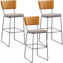 Kit 04 Banquetas Altas Cozinha Sala Jantar Fixa Allana L02 Couríssimo Whisky Linho Bege - Lyam Decor