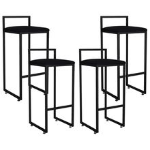 Kit 04 Banquetas Altas Para Cozinha Sala de Jantar Hanna L02 Preto Suede Preto - Lyam Decor