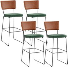Kit 04 Banquetas Altas Sala Jantar Fixa Allana L02 Couríssimo Camel Facto Verde Musgo - Lyam Decor