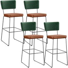 Kit 04 Banquetas Altas Sala Jantar Fixa Allana L02 Facto Verde Musgo Couríssimo Camel - Lyam Decor