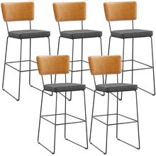 Kit 05 Banquetas Altas Bar Sala De Jantar Fixa Allana L02 Couríssimo Whisky Linho Cinza - Lyam Decor