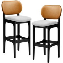 Kit 2 Banquetas Alta Bar Cozinha Jantar Betta L02 Preto Couríssimo Whisky Linho Cinza - Lyam Decor