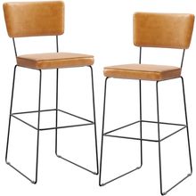 Kit 2 Banquetas Altas Cozinha Sala Jantar Base Em Aço Fixa Allana L02 Couríssimo Whisky - Lyam Decor