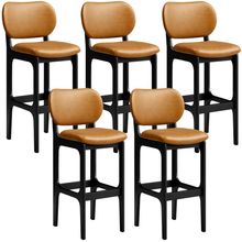 Kit 5 Banquetas Alta Bar Cozinha Sala Jantar Fixa Betta L02 Preto Couríssimo Whisky - Lyam Decor