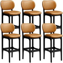 Kit 6 Banquetas Alta Bar Cozinha Sala Jantar Fixa Betta L02 Preto Couríssimo Whisky - Lyam Decor