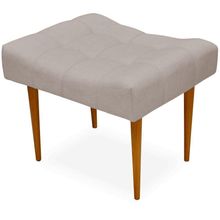 Puff Requinte L02 Capitone Banqueta Linho Bege Pés Palito - Lyam Decor